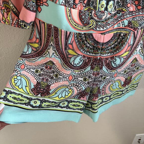 Bisou Bisou Paisley Print Romper Tassle Detail Summer Vacation Women's Size XS - Picture 7 of 11